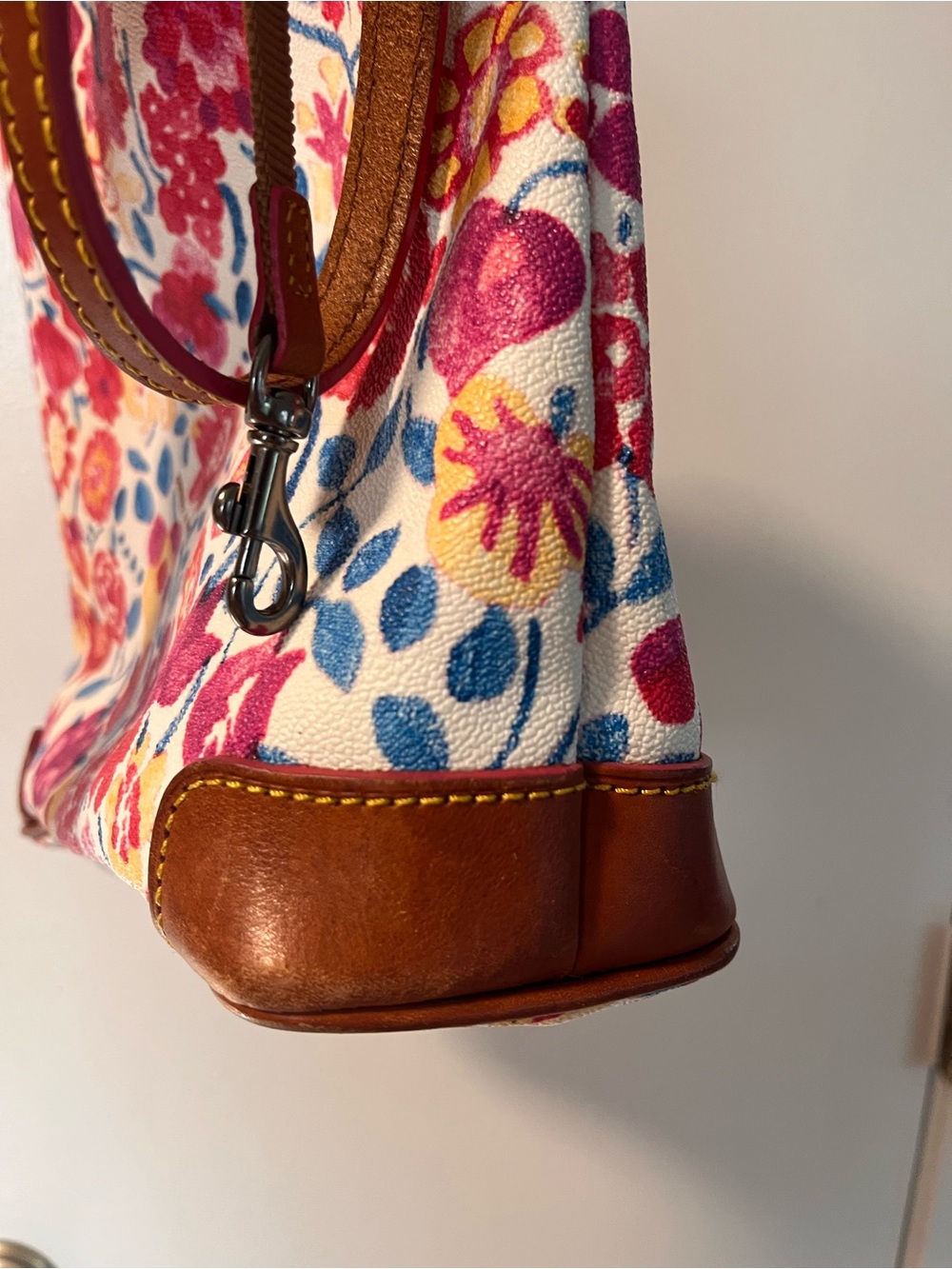 Dooney & Bourke Floral Crossbody Bag in Pink, Blue, Yellow and Cream - Picture 6 of 8